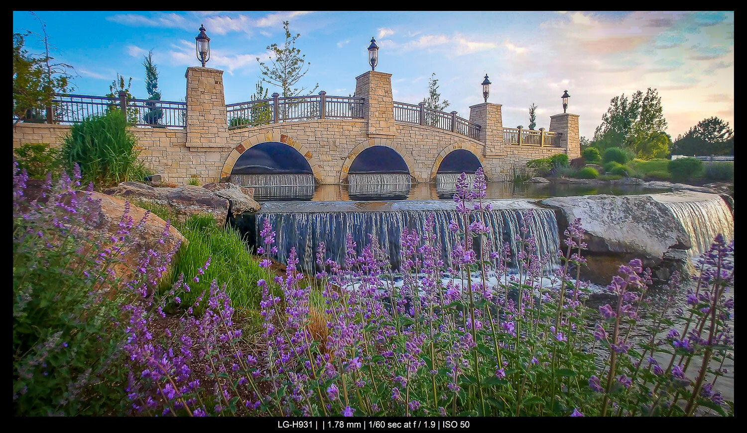 waterfall with flowers smartphone landscape photography