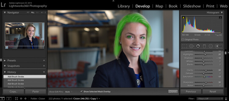 How to edit corporate headshots in Lightroom