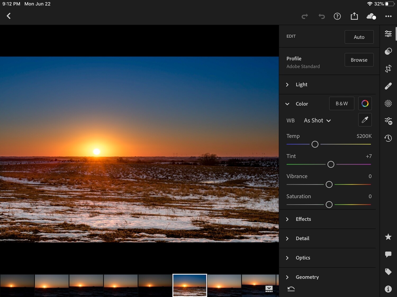 Editing with Lightroom Mobile screenshot iPad