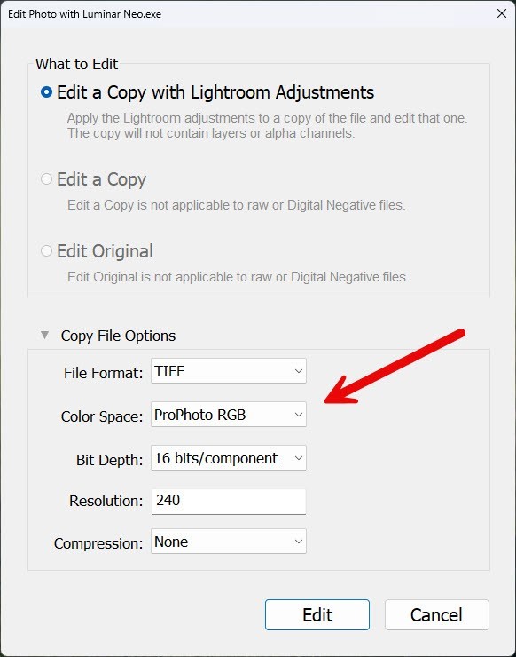 Lightroom color spaces