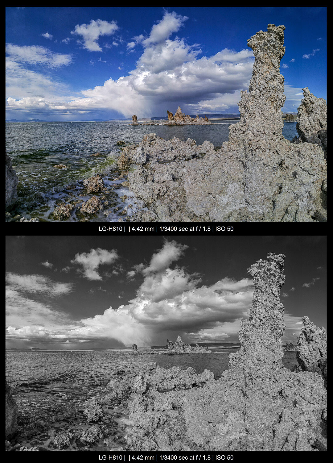 black and white rock formations