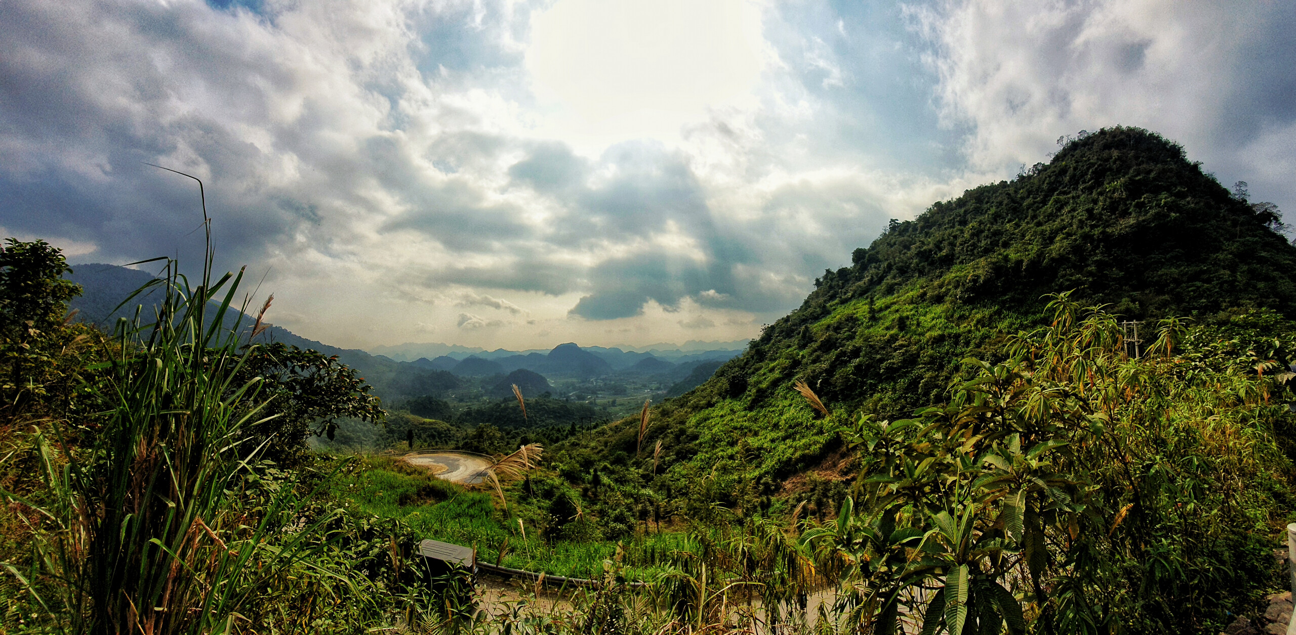 green mountains with beautiful light