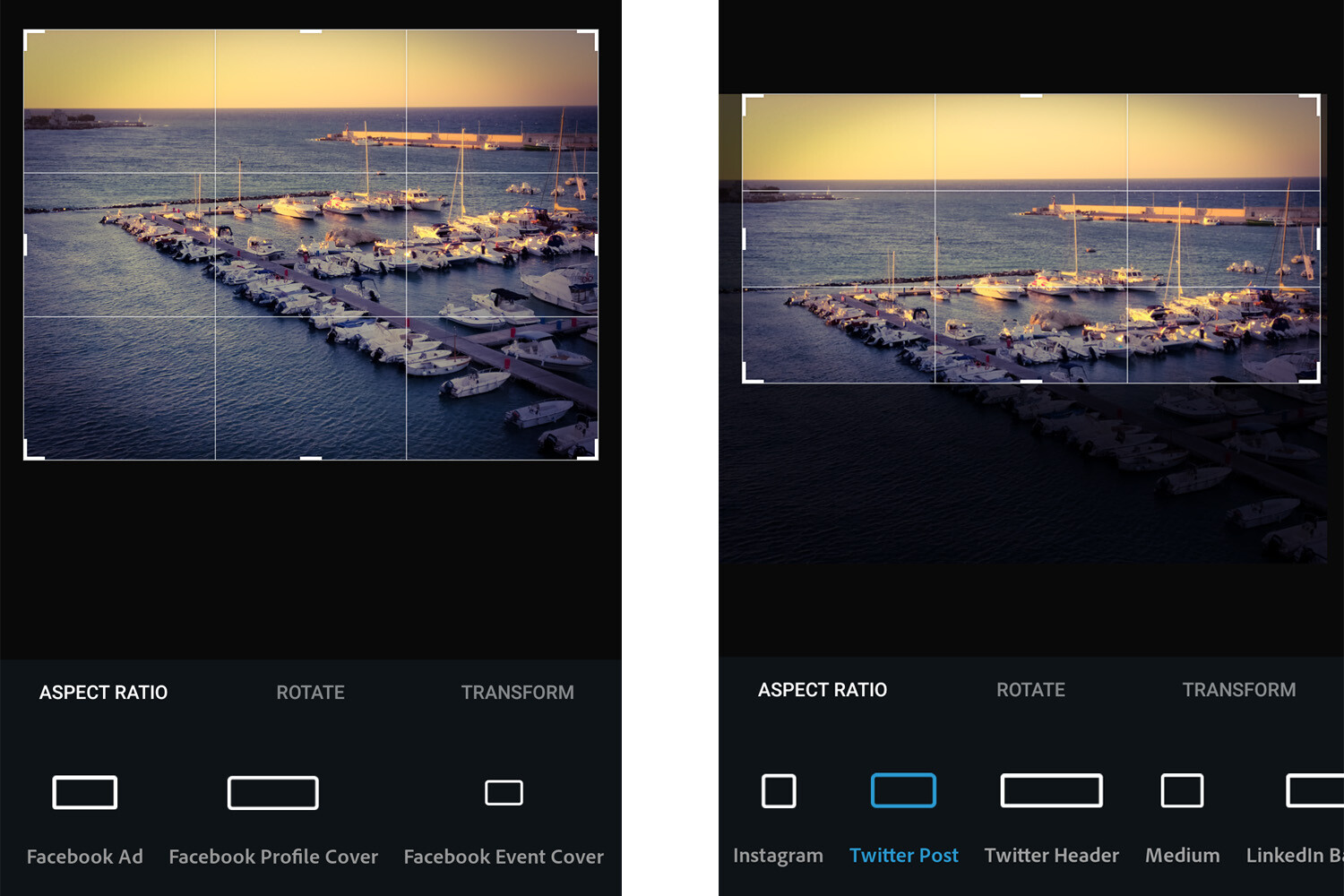 Photoshop Express Social Media Crop Sizes
