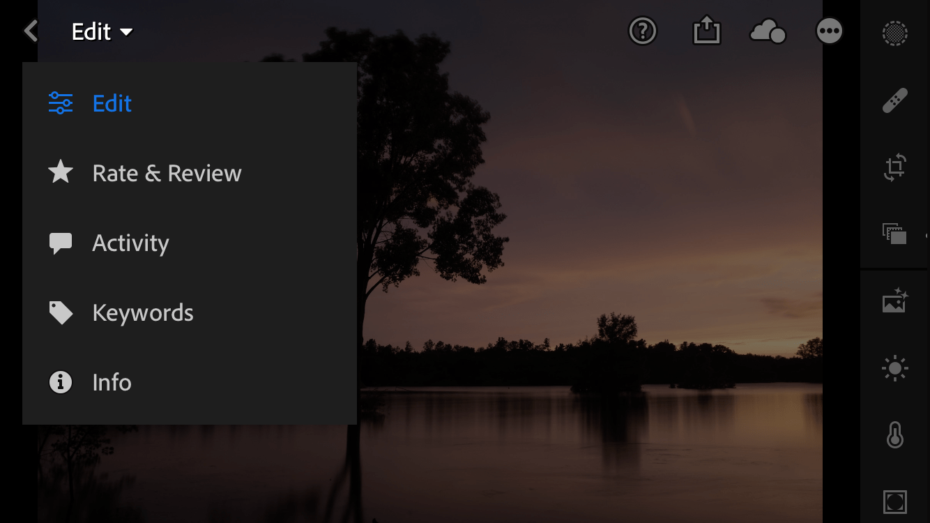 Editing with Lightroom Mobile screenshot