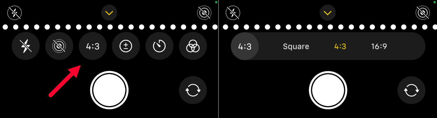 iPhone Camera Settings real-time cropping